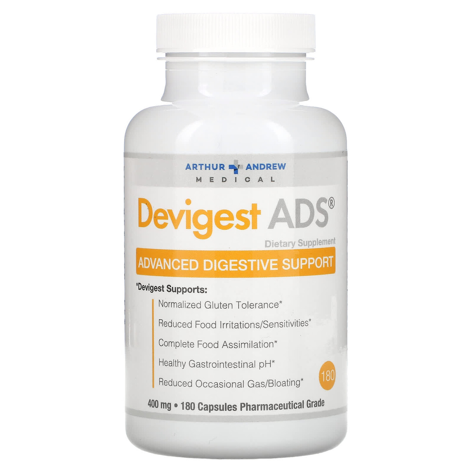 Devigest ADS, усовершенствованное средство для поддержки пищеварения, 400 мг, 180 капсул, Arthur Andrew Medical
Devigest ADS, усовершенствованное средство для поддержки пищеварения, 400 мг, 180 капсул, Arthur Andrew Medical