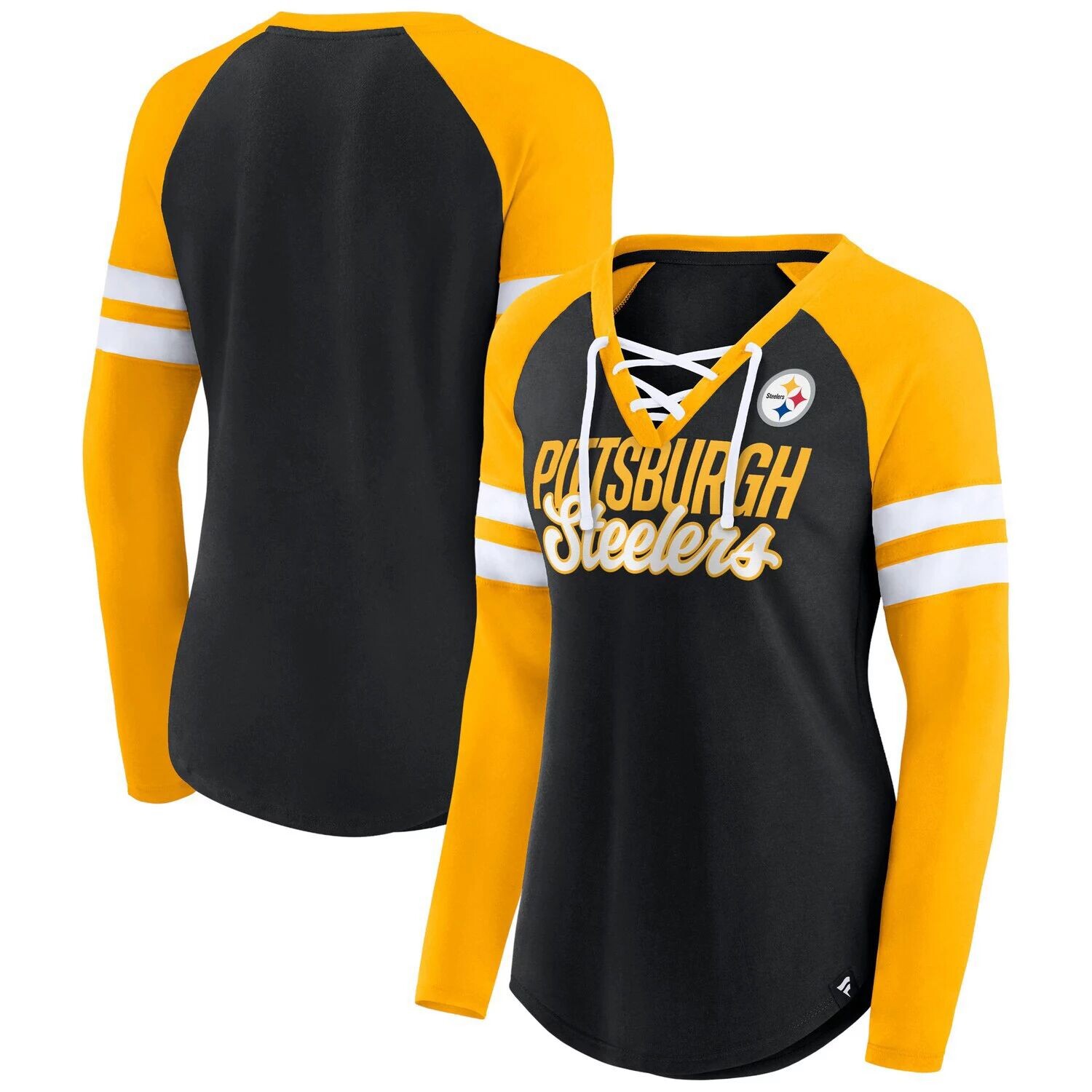 Женская футболка Fanatics черного/золотого цвета с логотипом Pittsburgh Steelers True to Form реглан на шнуровке с v-образным вырезом и длинными рукавами Fanatics
Женская футболка Fanatics черного/золотого цвета с логотипом Pittsburgh Steelers True to Form реглан на шнуровке с v-образным вырезом и длинными рукавами Fanatics