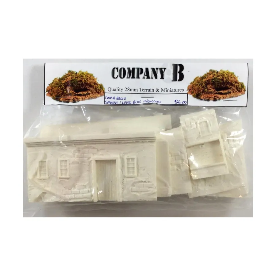 Испанское одноэтажное здание с вздрагиваниями, Terrain - Resin (28mm) (Company B)
Испанское одноэтажное здание с вздрагиваниями, Terrain - Resin (28mm) (Company B)
