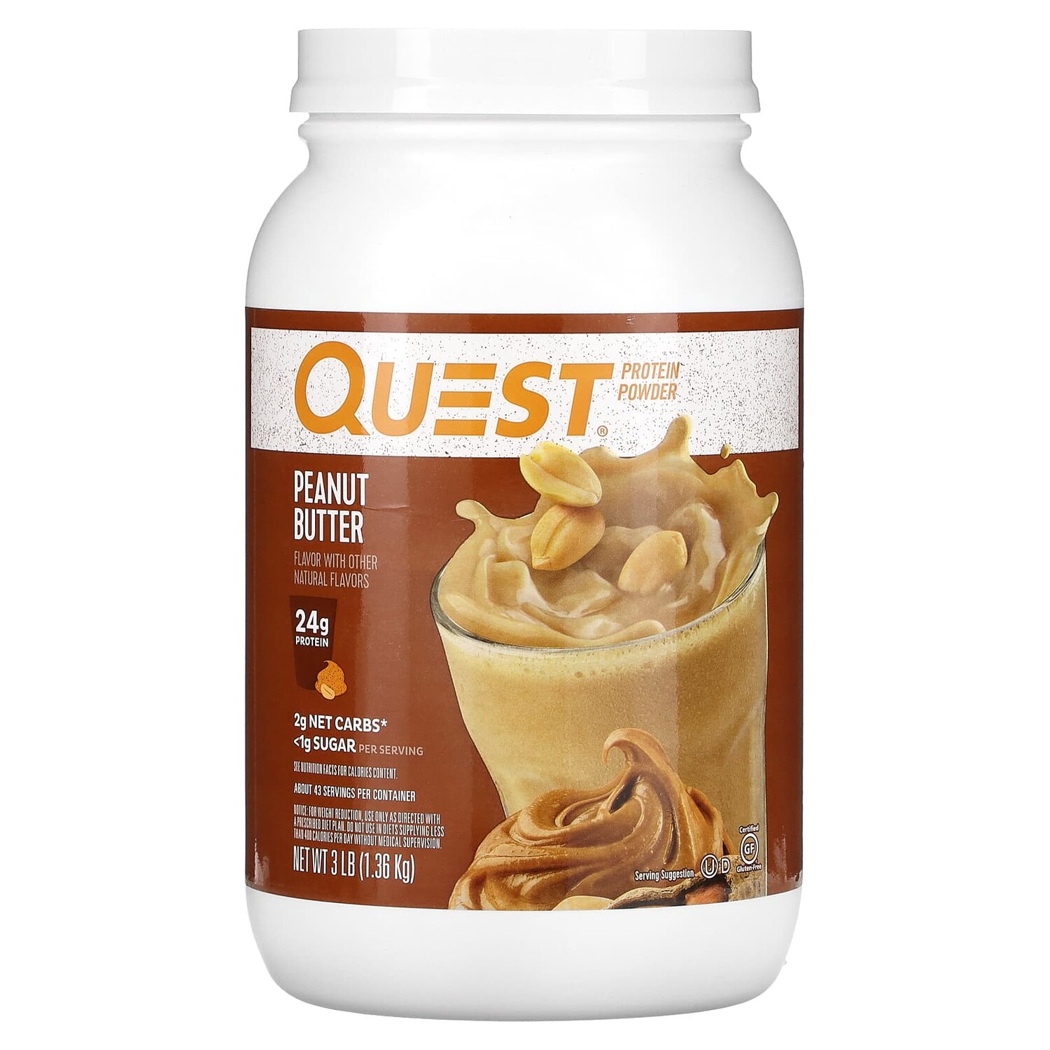 Протеиновый порошок, арахисовая паста, 1,36 кг (3 фунта), Quest Nutrition
Протеиновый порошок, арахисовая паста, 1,36 кг (3 фунта), Quest Nutrition