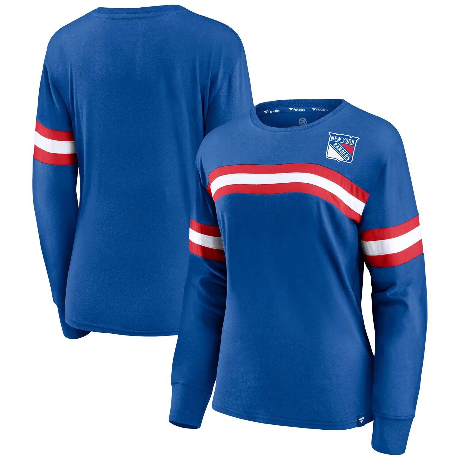 Женская модная синяя футболка с длинным рукавом с фирменным логотипом Fanatics New York Rangers Block Party и основным логотипом Fanatics
Женская модная синяя футболка с длинным рукавом с фирменным логотипом Fanatics New York Rangers Block Party и основным логотипом Fanatics