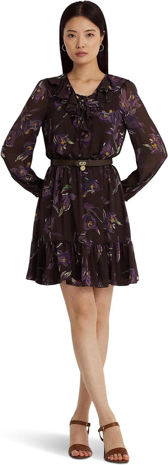 Платье из жоржета с цветочным принтом и оборками LAUREN Ralph Lauren, цвет Brown/Purple/Multi
Платье из жоржета с цветочным принтом и оборками LAUREN Ralph Lauren, цвет Brown/Purple/Multi