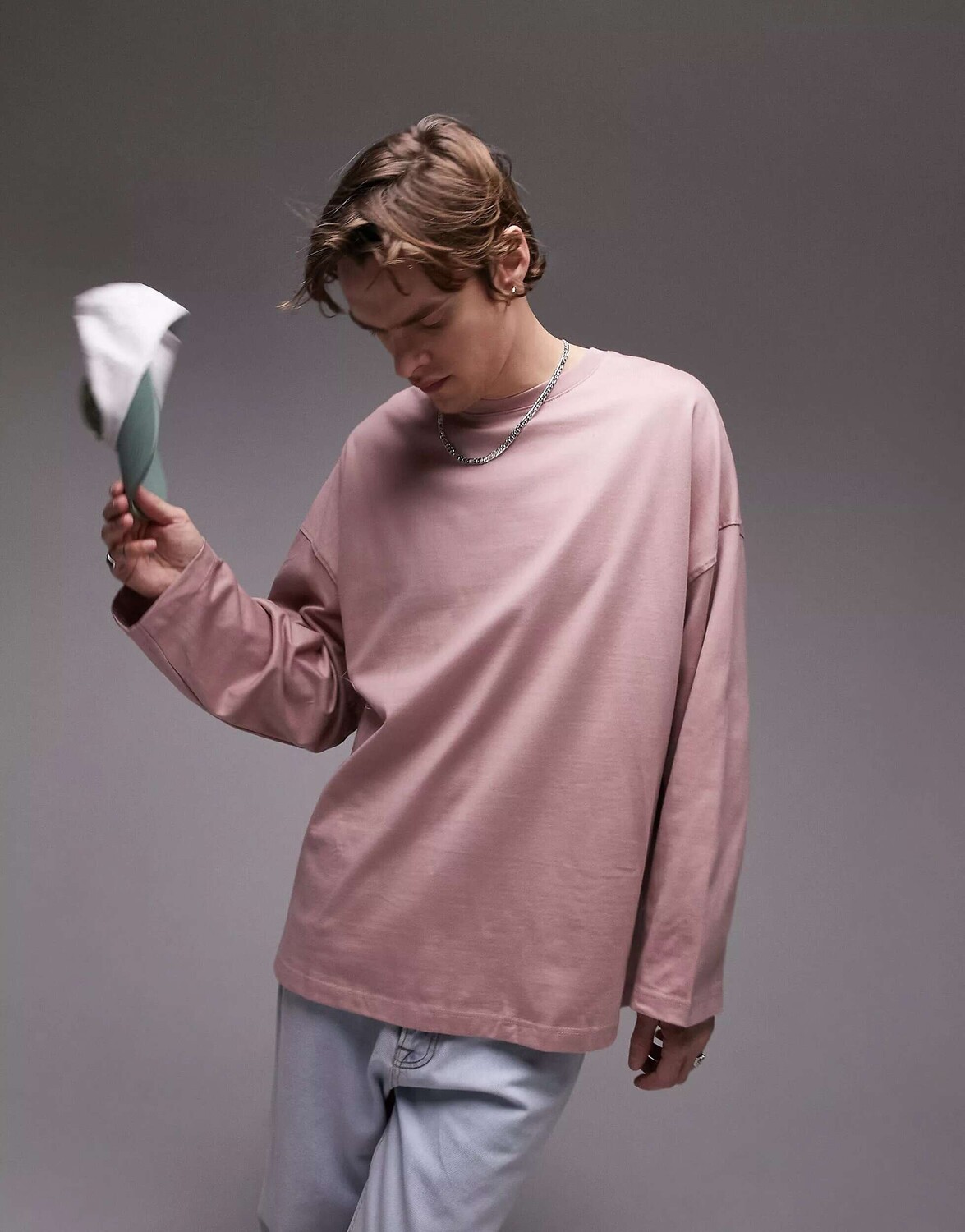 Тяжелая футболка оверсайз с длинными рукавами Topman пыльно-розового цвета, Розовый
Тяжелая футболка оверсайз с длинными рукавами Topman пыльно-розового цвета, Розовый