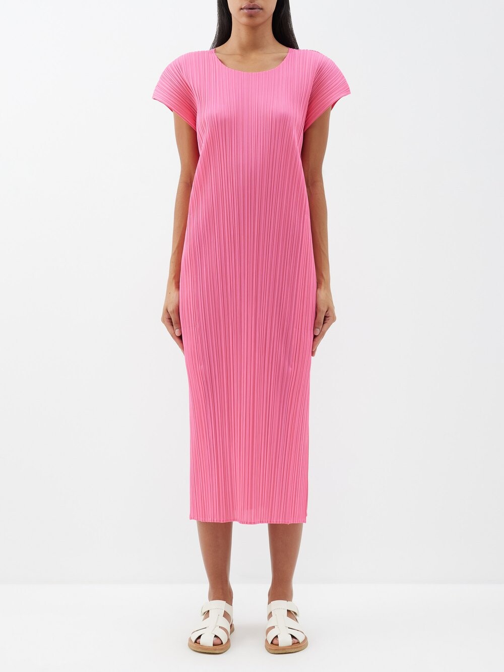 Платье миди с короткими рукавами и техническими складками Pleats Please Issey Miyake, розовый
Платье миди с короткими рукавами и техническими складками Pleats Please Issey Miyake, розовый