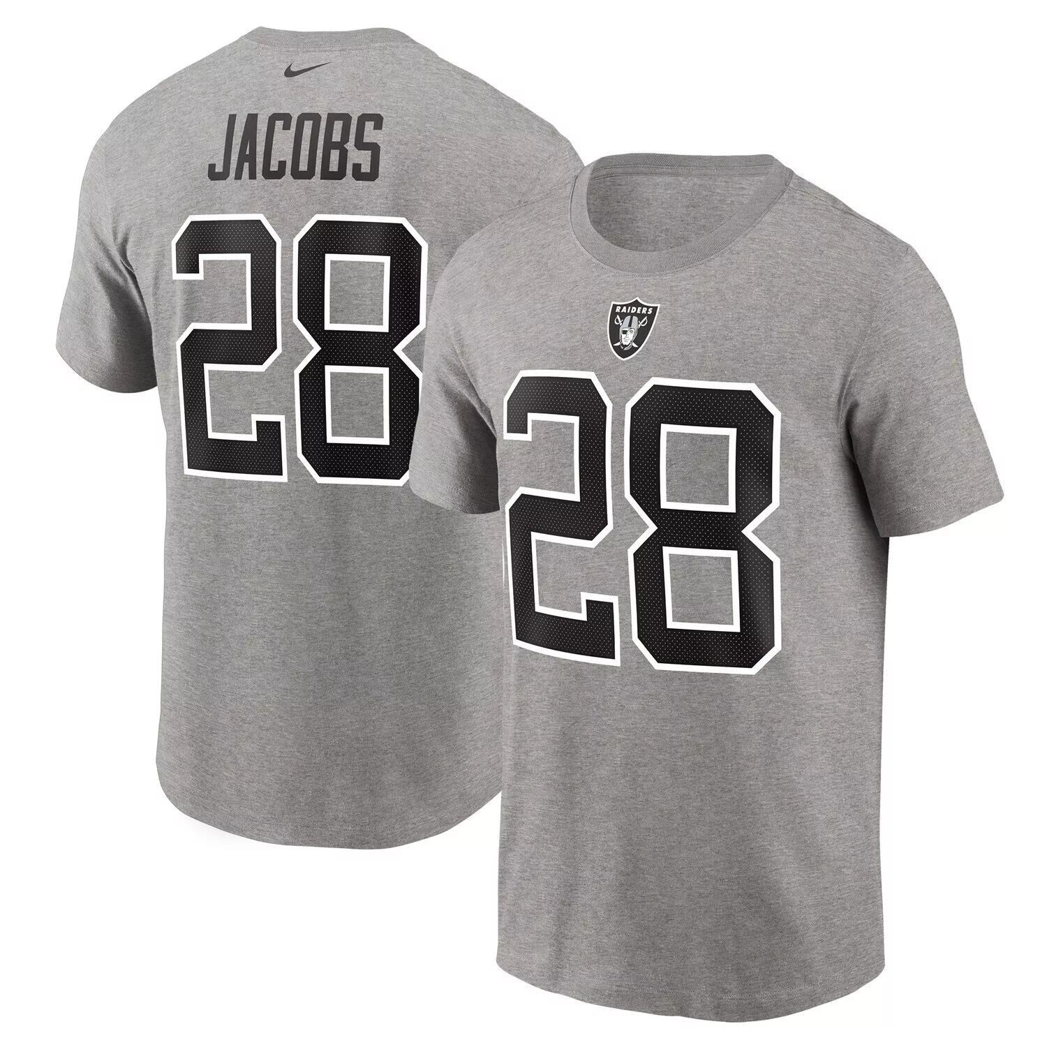 Мужская серая футболка с именем и номером Nike Josh Jacobs Las Vegas Raiders, Серый
Мужская серая футболка с именем и номером Nike Josh Jacobs Las Vegas Raiders, Серый