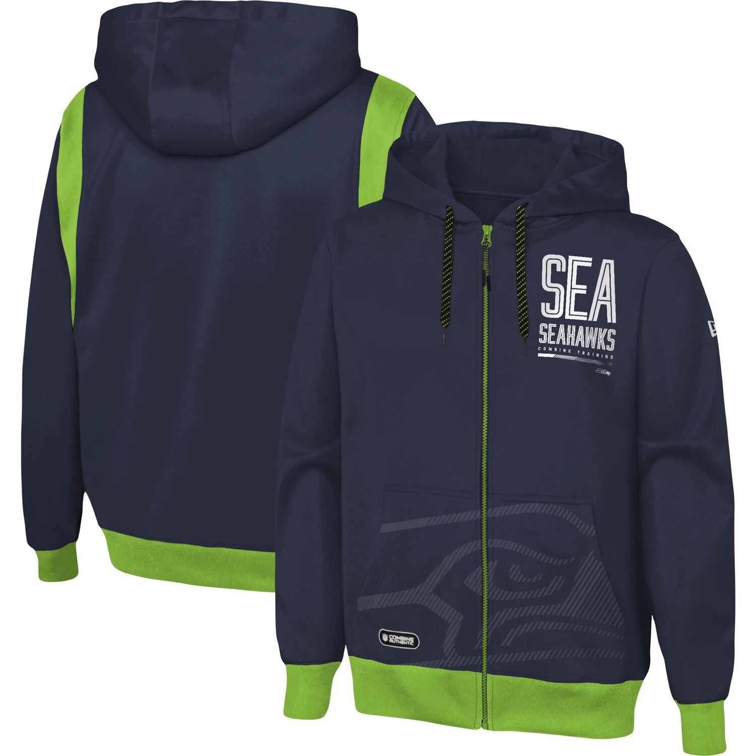 Мужская темно-синяя толстовка с капюшоном New Era College Seattle Seahawks с застежкой-молнией и застежкой сзади, Синий
Мужская темно-синяя толстовка с капюшоном New Era College Seattle Seahawks с застежкой-молнией и застежкой сзади, Синий