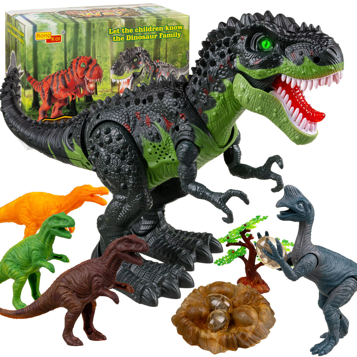 Интерактивная зеленая фигурка динозавра T-Rex, рычащего, идущего, откладывающего яйца Xxl Inna marka
Интерактивная зеленая фигурка динозавра T-Rex, рычащего, идущего, откладывающего яйца Xxl Inna marka