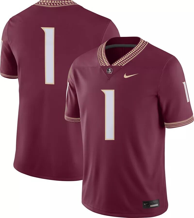 Мужское футбольное джерси для домашнего футбола Nike Florida State Seminoles Garnet Dri-FIT
Мужское футбольное джерси для домашнего футбола Nike Florida State Seminoles Garnet Dri-FIT