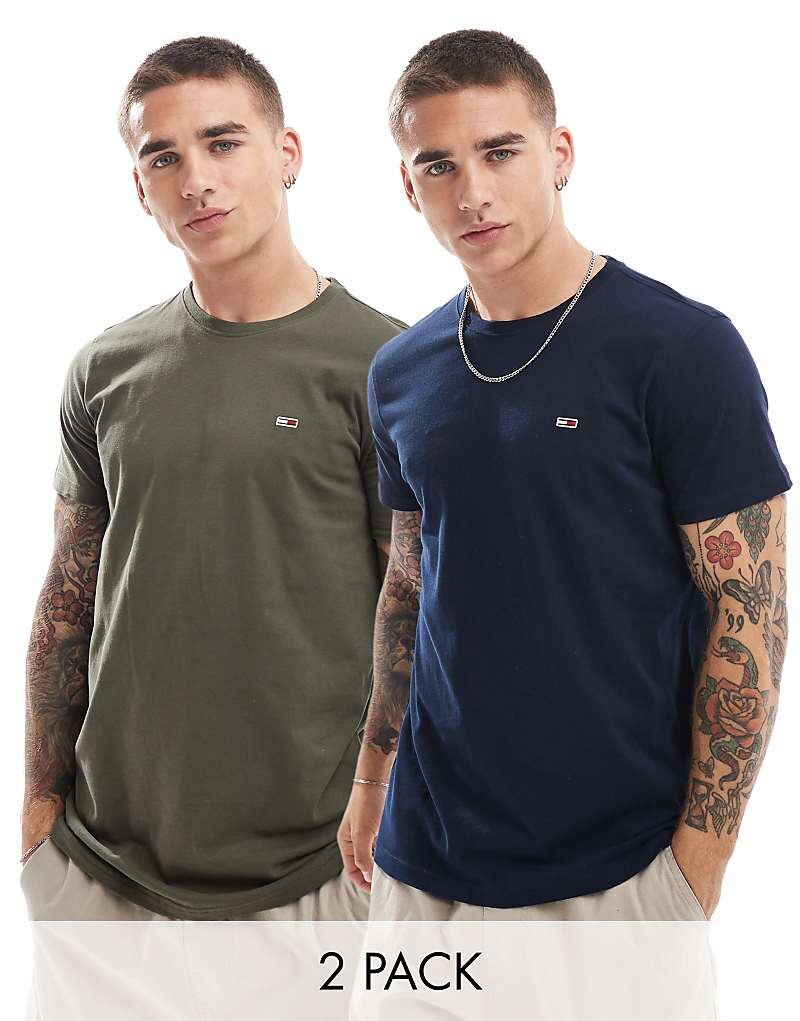 Tommy Jeans — комплект из 2 приталенных футболок темно-синего цвета и цвета хаки с логотипом-флагом
Tommy Jeans — комплект из 2 приталенных футболок темно-синего цвета и цвета хаки с логотипом-флагом
