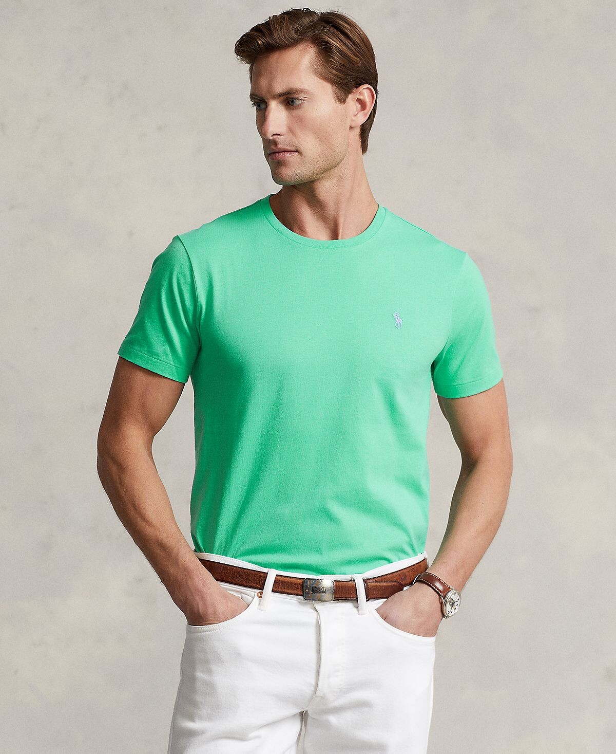 Мужская трикотажная футболка классического кроя с круглым вырезом Polo Ralph Lauren
Мужская трикотажная футболка классического кроя с круглым вырезом Polo Ralph Lauren