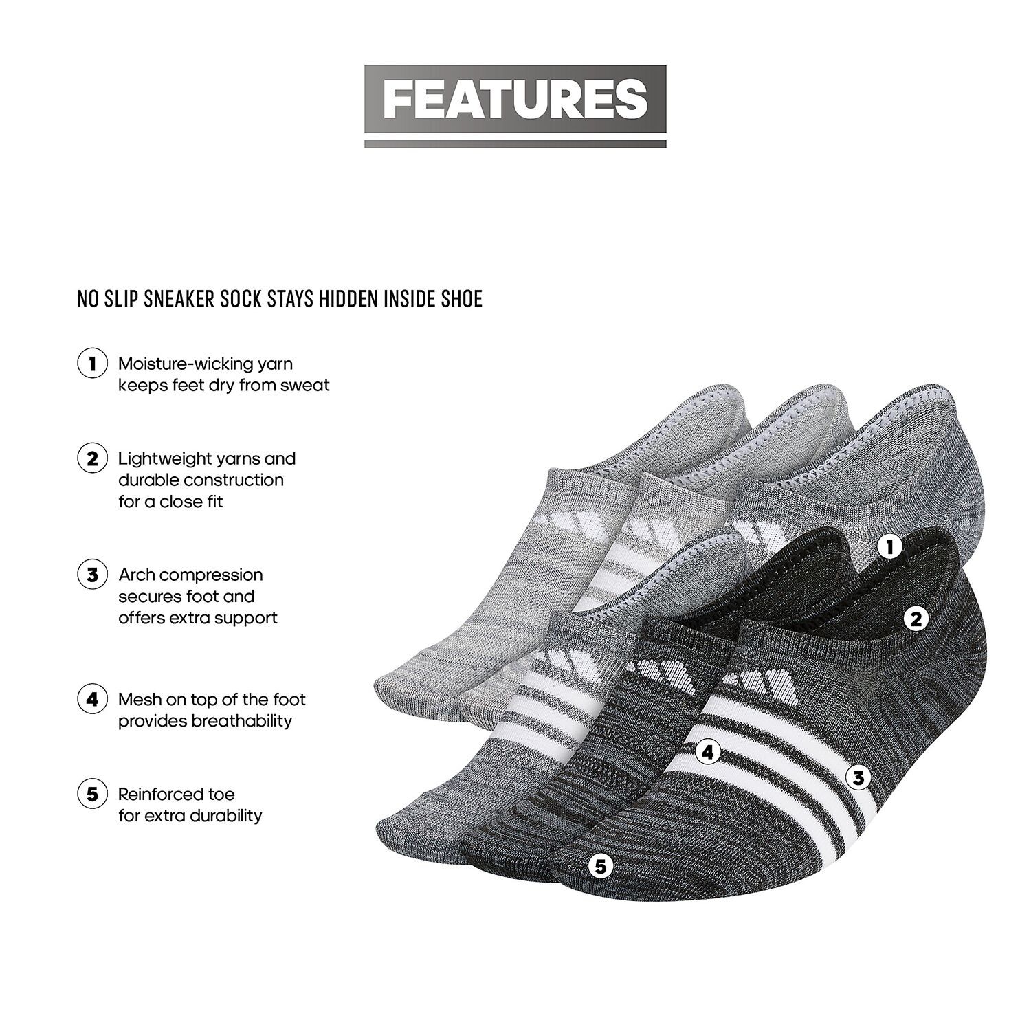 Женские носки adidas Superlite II Super No Show, набор из 6 шт. adidas, белый/черный
Женские носки adidas Superlite II Super No Show, набор из 6 шт. adidas, белый/черный