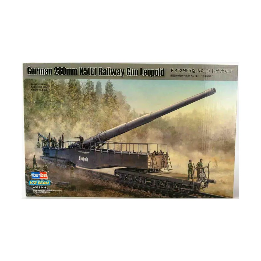 Немецкая 280-мм железнодорожная пушка К5(Е) Леопольд, Military Model Kits (1:72) (Hobby Boss)
Немецкая 280-мм железнодорожная пушка К5(Е) Леопольд, Military Model Kits (1:72) (Hobby Boss)