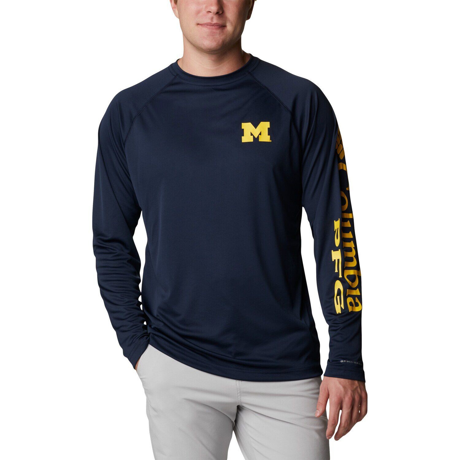 Мужская футболка Columbia Navy Michigan Wolverines Terminal Tackle Omni-Shade реглан с длинным рукавом
Мужская футболка Columbia Navy Michigan Wolverines Terminal Tackle Omni-Shade реглан с длинным рукавом