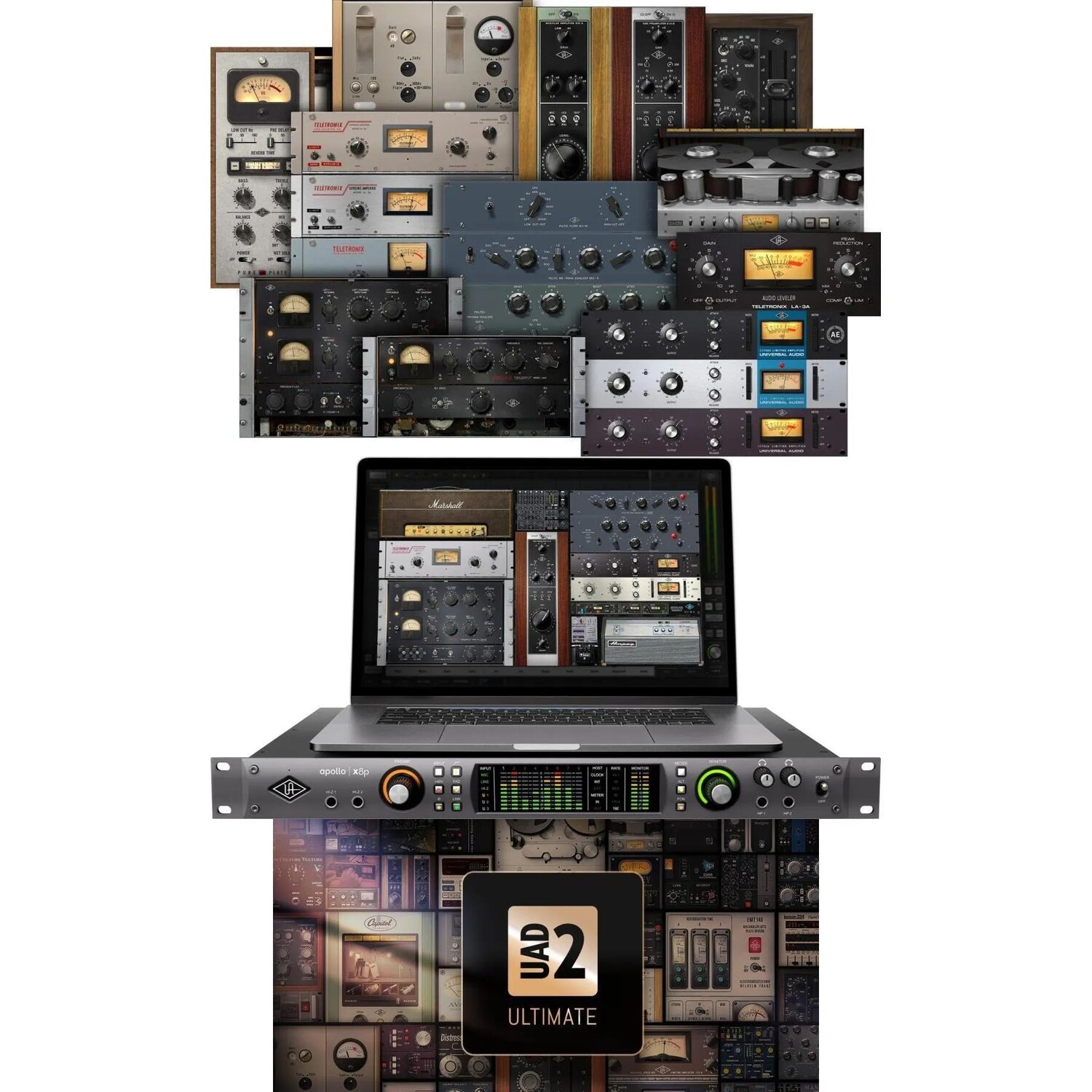 Новый аудиоинтерфейс Universal Audio Apollo x8p Heritage Edition 16 x 22 Thunderbolt 3 с UAD DSP — комплект плагинов Ultimate 11
Новый аудиоинтерфейс Universal Audio Apollo x8p Heritage Edition 16 x 22 Thunderbolt 3 с UAD DSP — комплект плагинов Ultimate 11