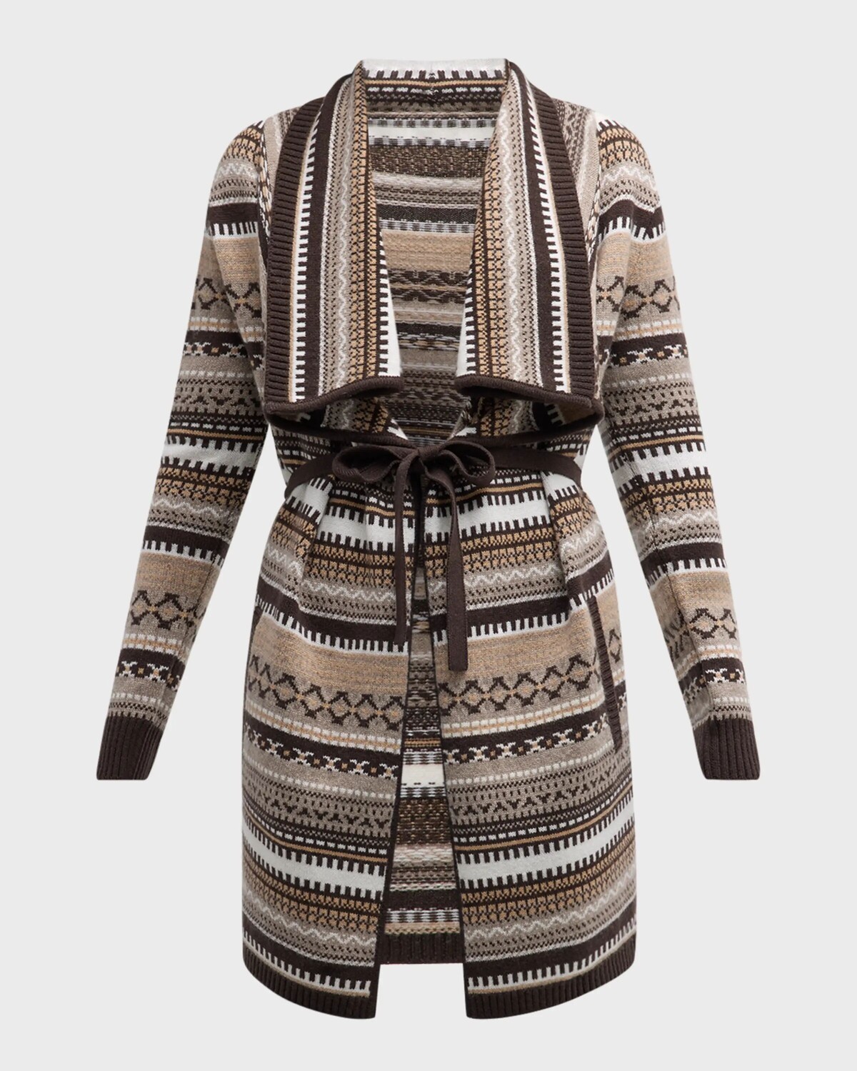 Кардиган с драпировкой и полосками из кашемира интарсии Neiman Marcus Cashmere Collection, цвет Chocolate Combo
Кардиган с драпировкой и полосками из кашемира интарсии Neiman Marcus Cashmere Collection, цвет Chocolate Combo