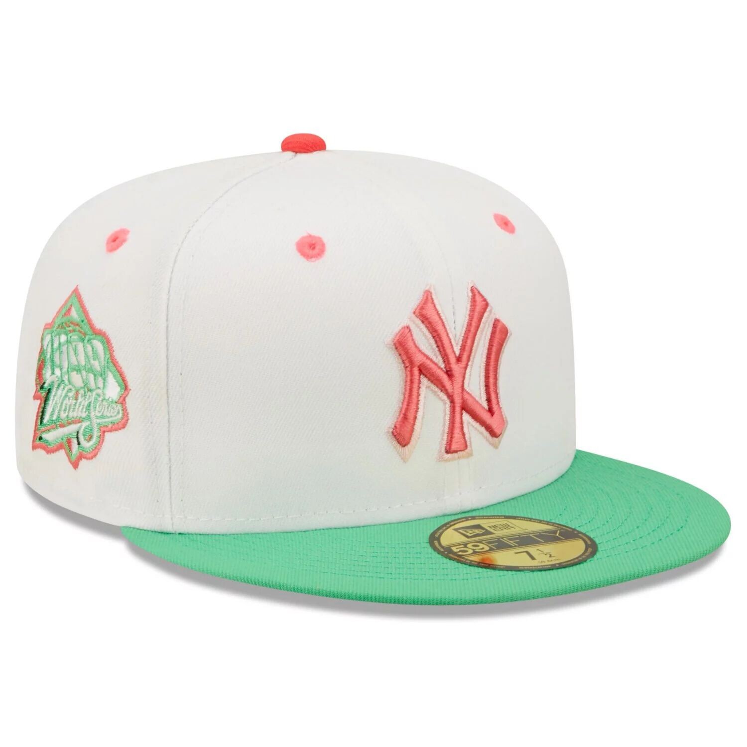 Мужская облегающая шляпа New Era белого/зеленого цвета New York Yankees 1999 World Series Watermelon Lolli 59FIFTY
Мужская облегающая шляпа New Era белого/зеленого цвета New York Yankees 1999 World Series Watermelon Lolli 59FIFTY