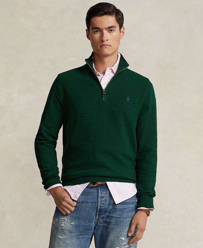 Мужской хлопковый свитер сетчатой вязки с молнией на четверть Polo Ralph Lauren, цвет Hunt Club Green
Мужской хлопковый свитер сетчатой вязки с молнией на четверть Polo Ralph Lauren, цвет Hunt Club Green