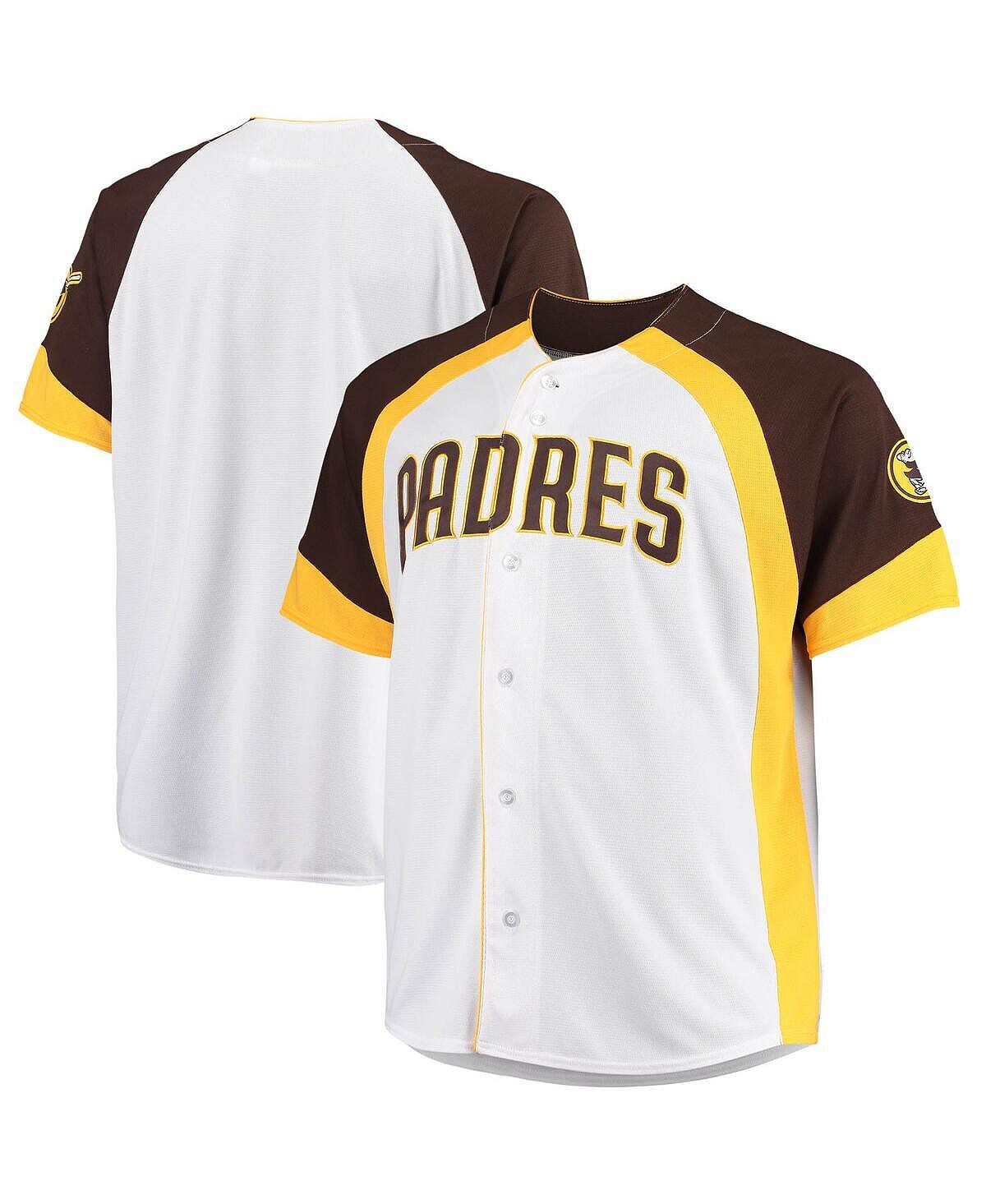 Мужской бело-коричневый джерси San Diego Padres Big and Tall с цветными блоками и полной застежкой Profile
Мужской бело-коричневый джерси San Diego Padres Big and Tall с цветными блоками и полной застежкой Profile