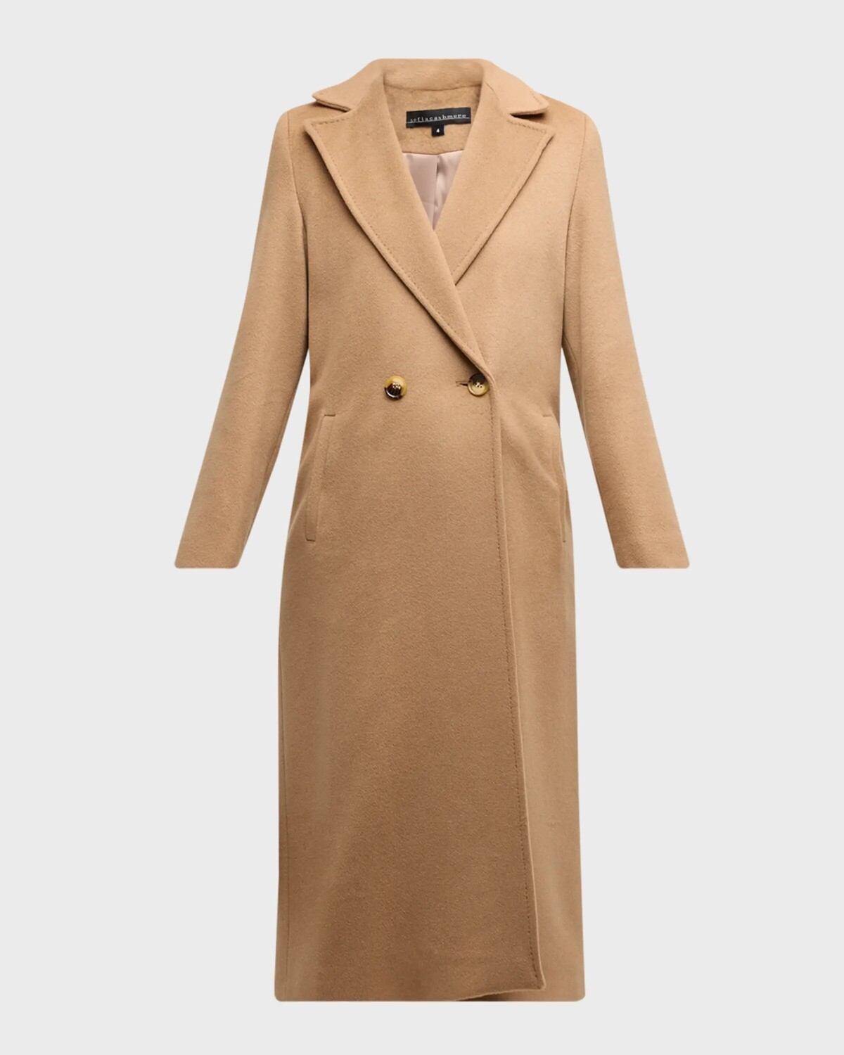 Двубортное длинное пальто из верблюжьей шерсти Sofia Cashmere, цвет Camel
Двубортное длинное пальто из верблюжьей шерсти Sofia Cashmere, цвет Camel