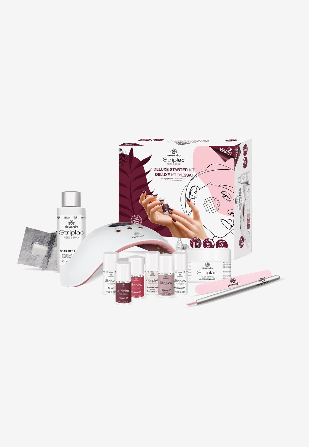 Набор для ногтей Alessandro Striplac Peel Or Soak Deluxe Starter Kit Vegan alessandro, цвет velvet red/heavens nude/be my lover/panama hut
Набор для ногтей Alessandro Striplac Peel Or Soak Deluxe Starter Kit Vegan alessandro, цвет velvet red/heavens nude/be my lover/panama hut