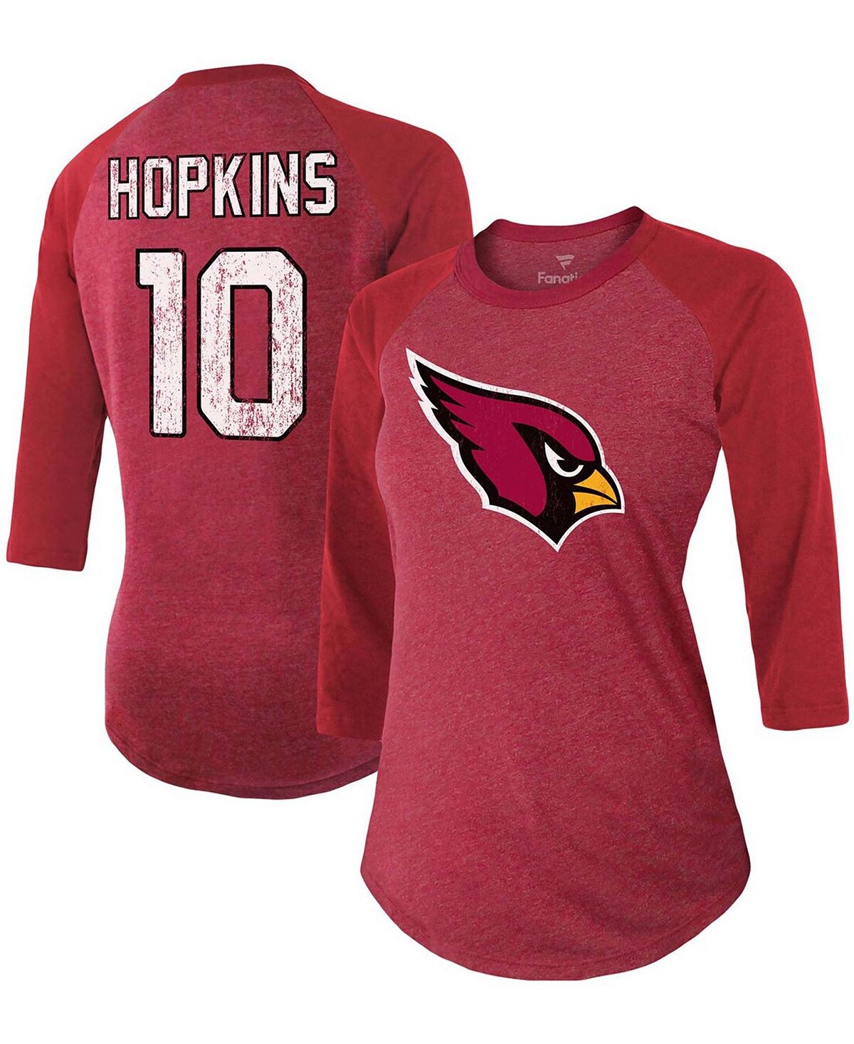 Женская футболка Deandre Hopkins Cardinal Arizona Cardinals, имя игрока, номер, футболка Tri-Blend реглан с рукавами 3/4 Fanatics
Женская футболка Deandre Hopkins Cardinal Arizona Cardinals, имя игрока, номер, футболка Tri-Blend реглан с рукавами 3/4 Fanatics