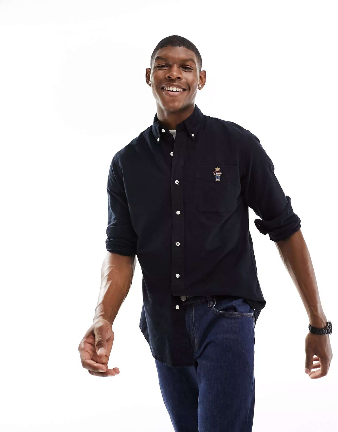 Черная оксфордская рубашка индивидуального кроя с логотипом медведя Polo Ralph Lauren
Черная оксфордская рубашка индивидуального кроя с логотипом медведя Polo Ralph Lauren