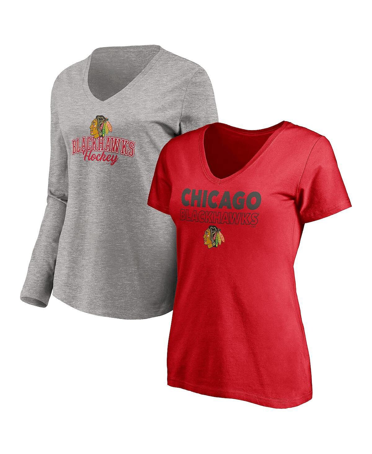 Женский комплект фирменных красных и серо-хизеровых футболок Chicago Blackhawks с короткими рукавами и v-образным вырезом с длинными рукавами Fanatics
Женский комплект фирменных красных и серо-хизеровых футболок Chicago Blackhawks с короткими рукавами и v-образным вырезом с длинными рукавами Fanatics