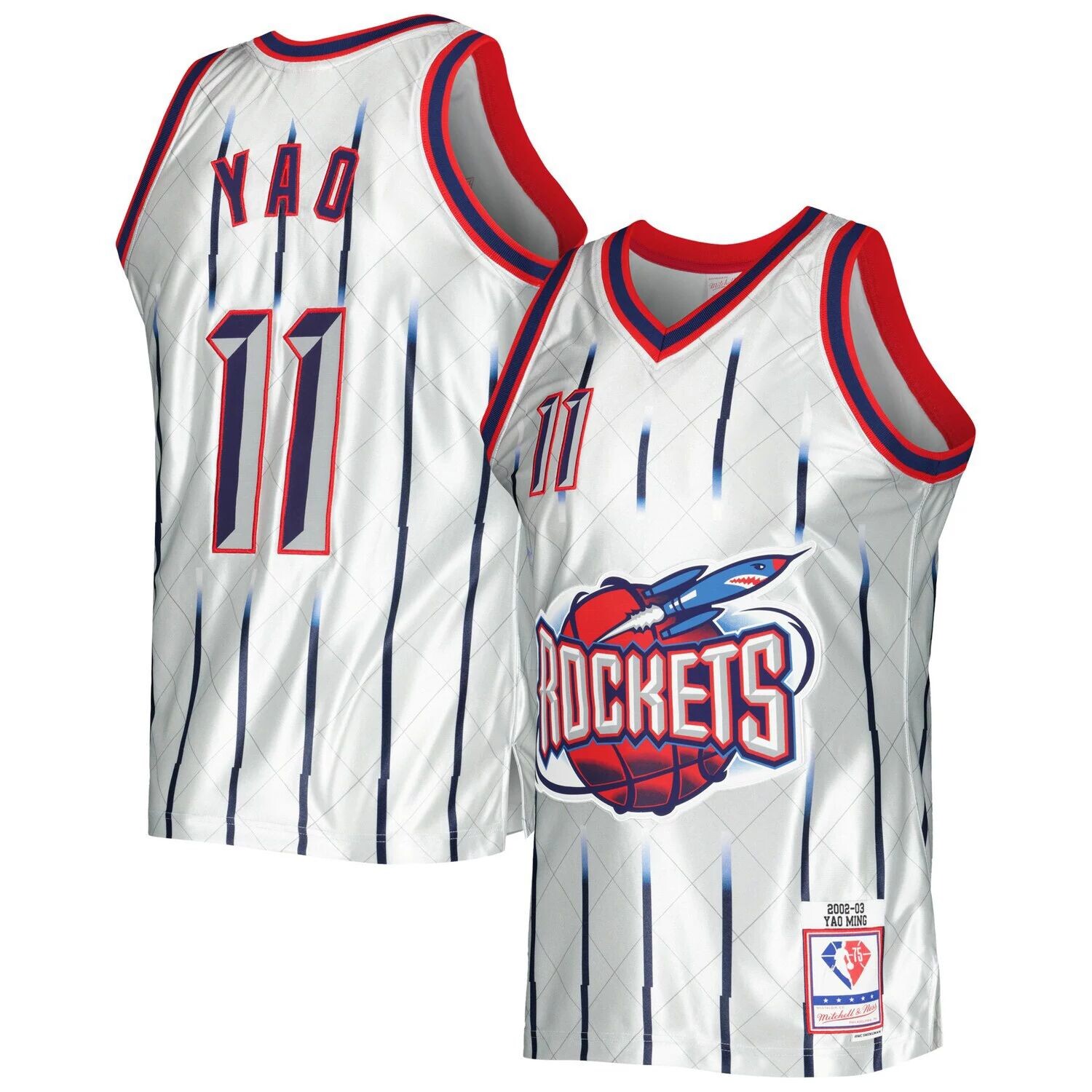 Мужская майка Mitchell & Ness Yao Ming Platinum Houston Rockets 2002-03 Hardwood Classics, посвященная 75-летию Swingman
Мужская майка Mitchell & Ness Yao Ming Platinum Houston Rockets 2002-03 Hardwood Classics, посвященная 75-летию Swingman