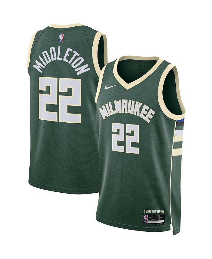 Мужская и женская майка Swingman Khris Middleton Hunter Green Milwaukee Bucks 2022/23 — Icon Edition Nike, зеленый
Мужская и женская майка Swingman Khris Middleton Hunter Green Milwaukee Bucks 2022/23 — Icon Edition Nike, зеленый