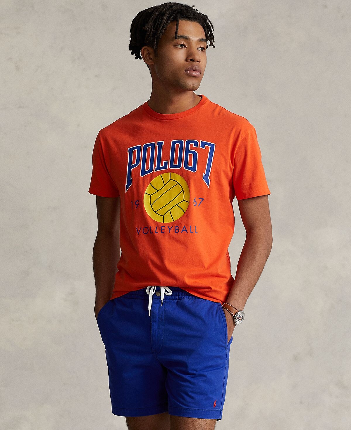 Мужская хлопковая футболка классического кроя из джерси с рисунком Polo Ralph Lauren
Мужская хлопковая футболка классического кроя из джерси с рисунком Polo Ralph Lauren