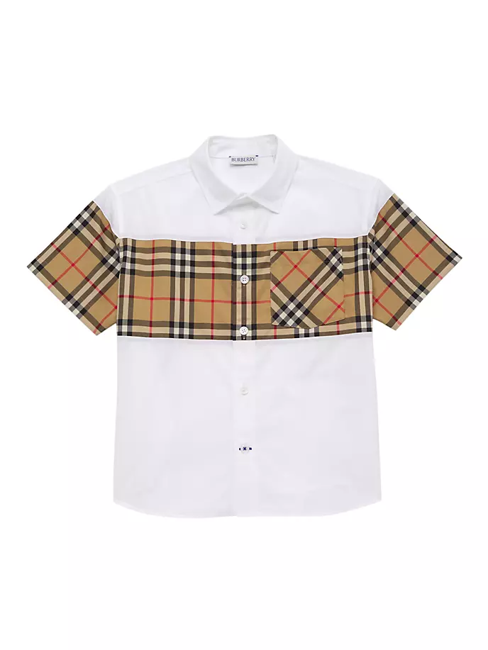 Рубашка в клетку с короткими рукавами Little Boy's & Boy's Burberry, белый
Рубашка в клетку с короткими рукавами Little Boy's & Boy's Burberry, белый