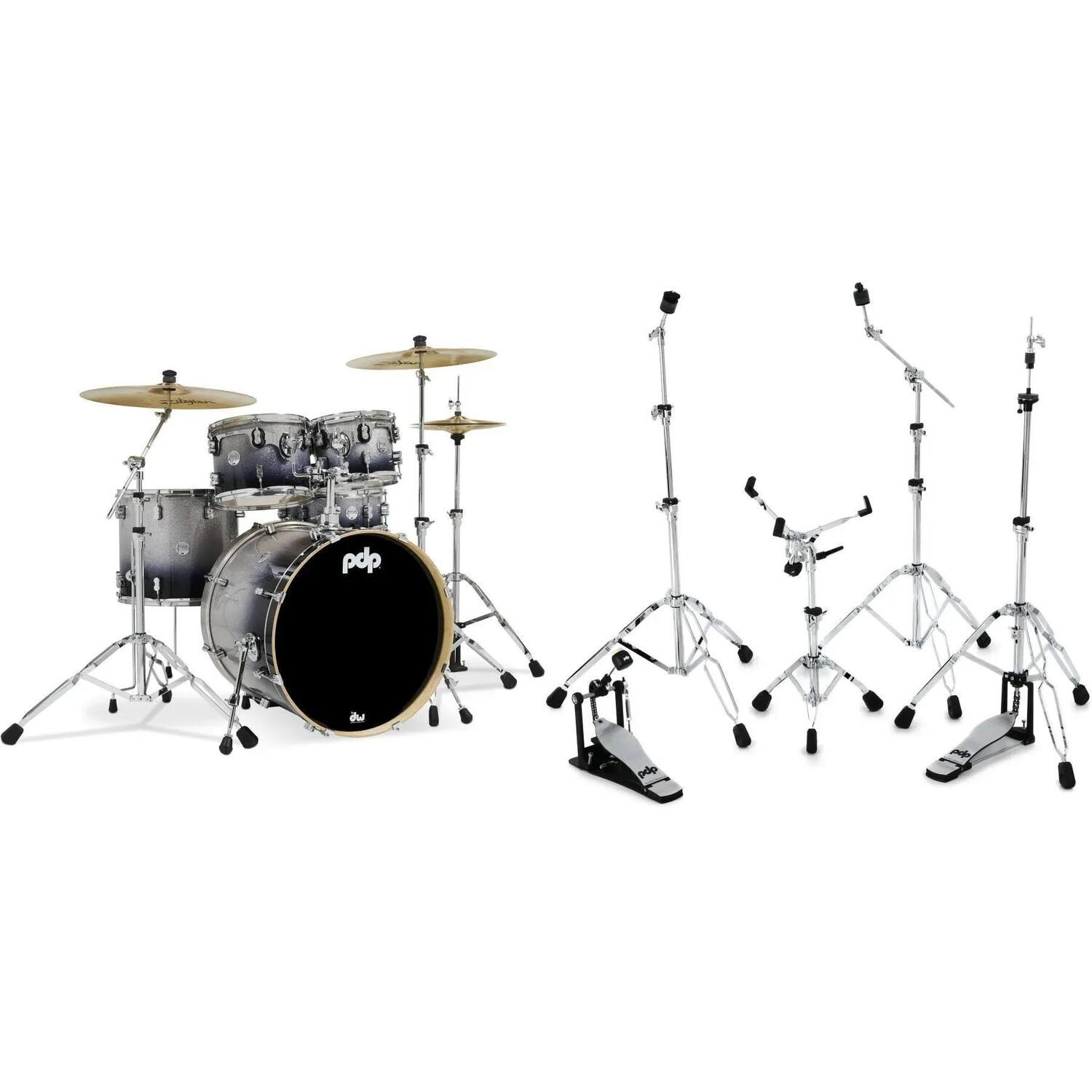PDP Concept Maple, комплект из 5 частей и комплект оборудования — с выцветанием от серебристого до черного
PDP Concept Maple, комплект из 5 частей и комплект оборудования — с выцветанием от серебристого до черного