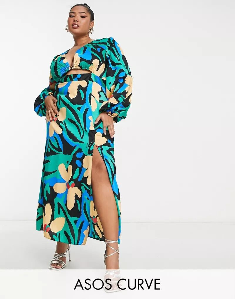 Атласное платье миди ASOS DESIGN Curve с ярким абстрактным принтом и деталью выреза
Атласное платье миди ASOS DESIGN Curve с ярким абстрактным принтом и деталью выреза