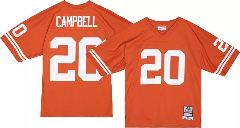 Мужская футболка Mitchell & Ness Texas Longhorns Earl Campbell # 20 1977 года, реплика Burnt Orange, Оранжевый
Мужская футболка Mitchell & Ness Texas Longhorns Earl Campbell # 20 1977 года, реплика Burnt Orange, Оранжевый