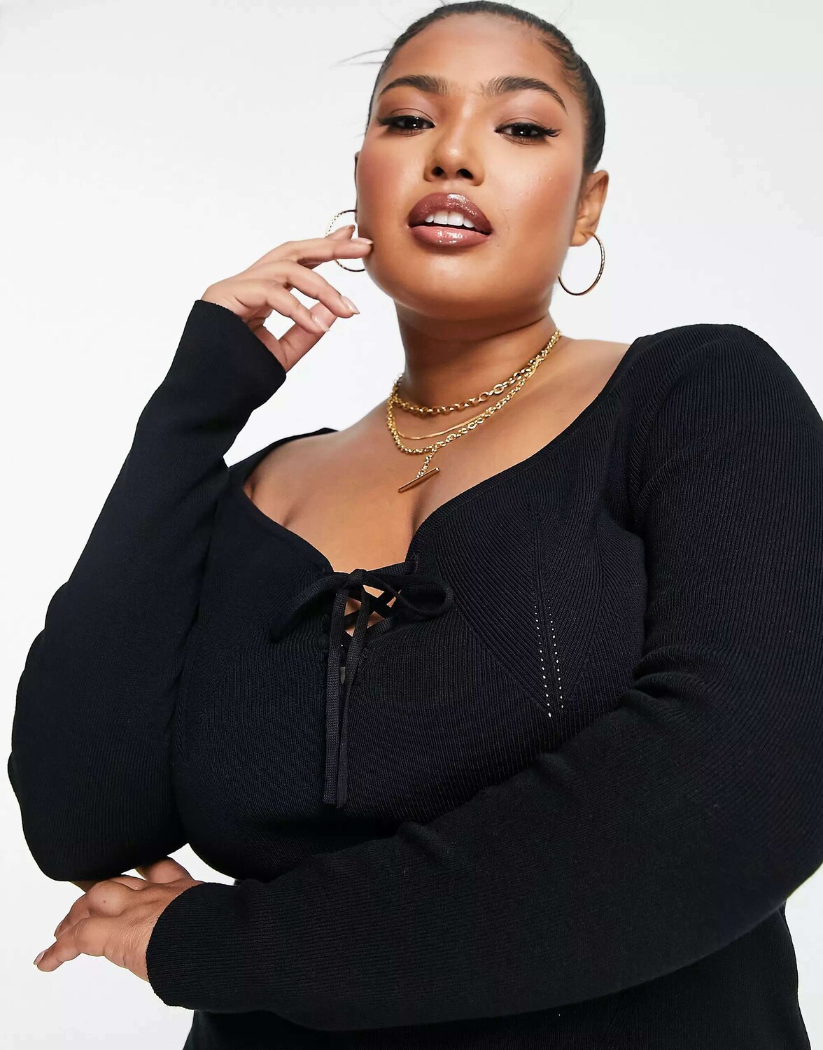 Черный вязаный топ с вырезом в форме сердца и шнуровкой спереди ASOS DESIGN Curve
Черный вязаный топ с вырезом в форме сердца и шнуровкой спереди ASOS DESIGN Curve