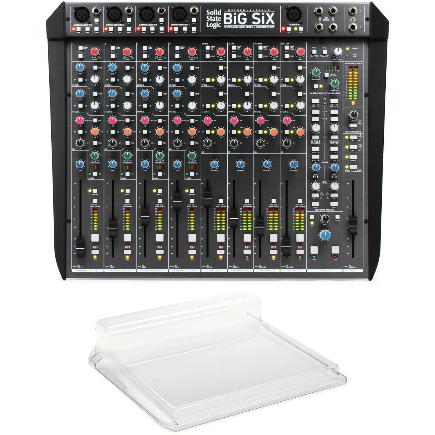 Настольный аналоговый микшер с 18 входами и интерфейсом Solid State Logic BiG SiX с крышкой Decksaver
Настольный аналоговый микшер с 18 входами и интерфейсом Solid State Logic BiG SiX с крышкой Decksaver