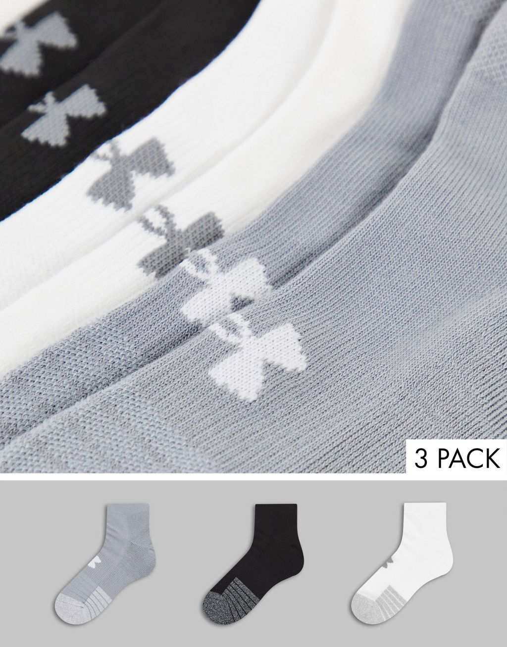 Комплект из трех низких носков черного, белого и серого цвета Under Armour Heatgear
Комплект из трех низких носков черного, белого и серого цвета Under Armour Heatgear