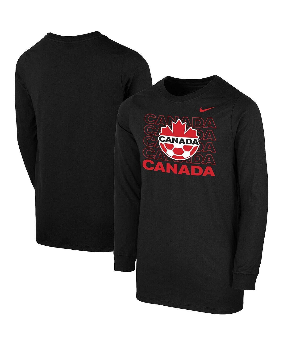 Черная футболка с длинными рукавами Big Boys Canada Soccer с повторяющимся сердечником Nike
Черная футболка с длинными рукавами Big Boys Canada Soccer с повторяющимся сердечником Nike