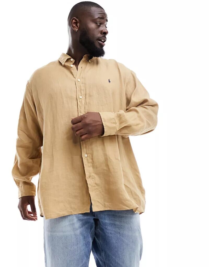 Классическая льняная рубашка оверсайз с логотипом бренда Polo Ralph Lauren Big & Tall коричневого цвета хаки
Классическая льняная рубашка оверсайз с логотипом бренда Polo Ralph Lauren Big & Tall коричневого цвета хаки