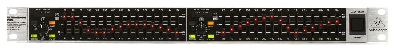 Behringer Ultragraph Pro FBQ1502HD 15-полосный графический стереоэквалайзер с обнаружением обратной связи FBQ
Behringer Ultragraph Pro FBQ1502HD 15-полосный графический стереоэквалайзер с обнаружением обратной связи FBQ