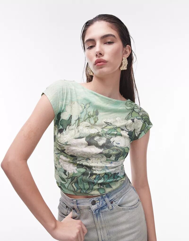 Топ Topshop с цветочным принтом и графическим принтом музея Ван Гога, с короткими рукавами
Топ Topshop с цветочным принтом и графическим принтом музея Ван Гога, с короткими рукавами