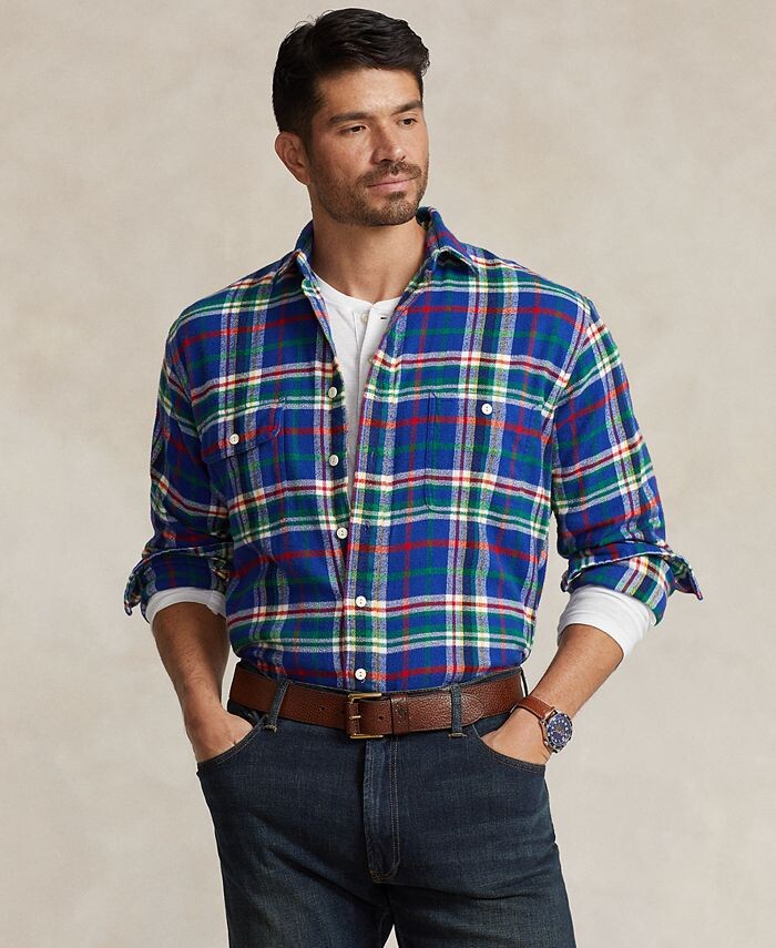 Мужской большой & Высокая фланелевая рабочая рубашка в клетку Polo Ralph Lauren, тан/бежевый
Мужской большой & Высокая фланелевая рабочая рубашка в клетку Polo Ralph Lauren, тан/бежевый