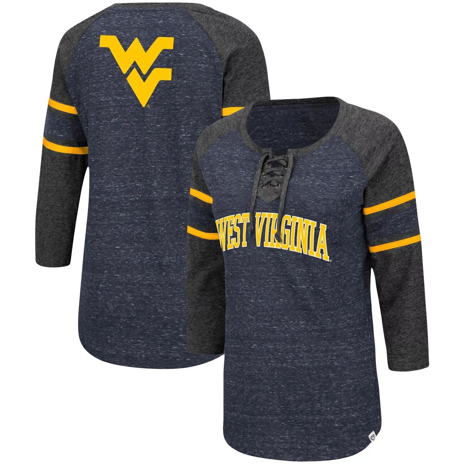 Женская футболка Colosseum Navy/Heared Charcoal West Virginia Mountaineers Scienta Pasadena Raglan с рукавами 3/4 на шнуровке Colosseum
Женская футболка Colosseum Navy/Heared Charcoal West Virginia Mountaineers Scienta Pasadena Raglan с рукавами 3/4 на шнуровке Colosseum