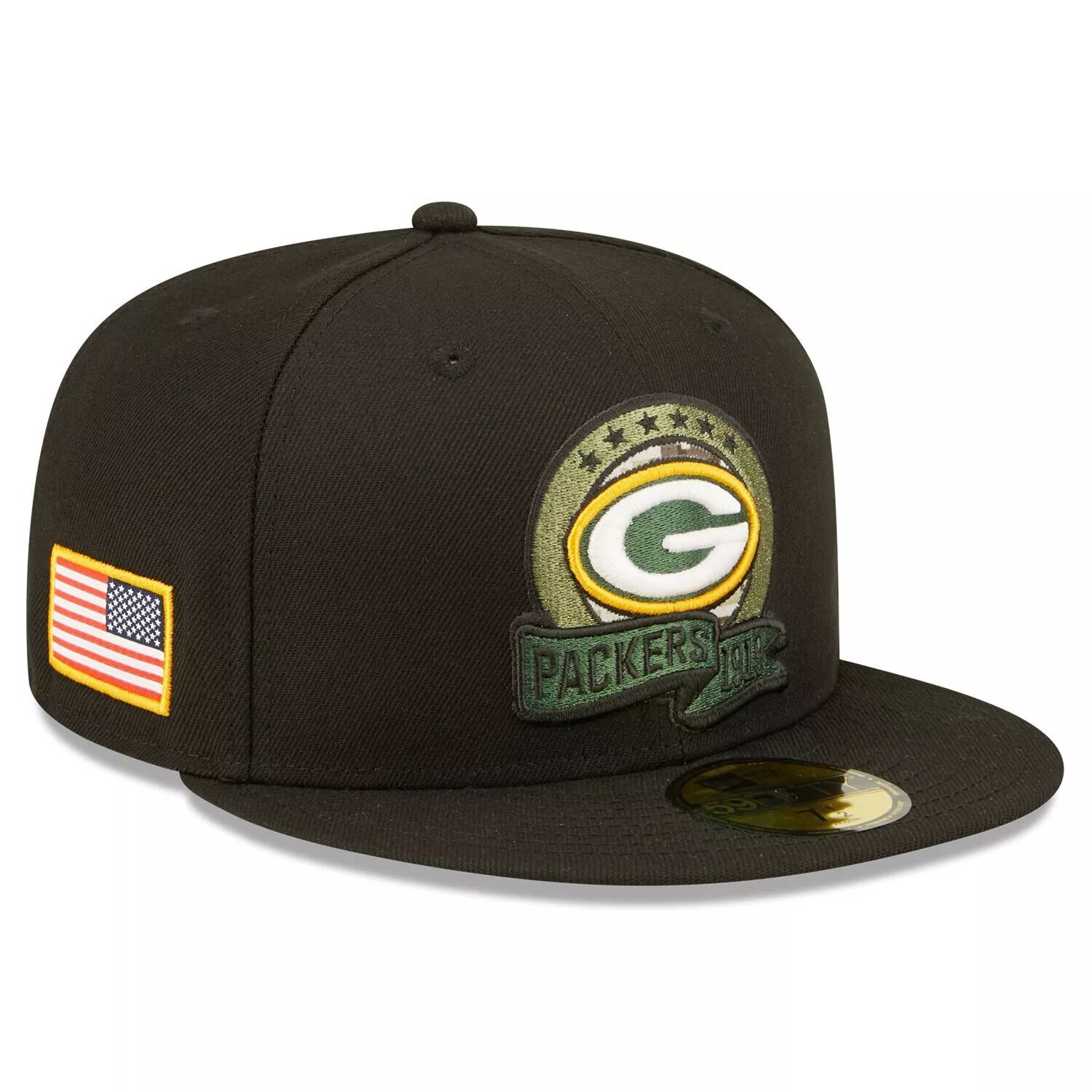 Мужская облегающая шляпа New Era Black Green Bay Packers 2022 Salute To Service 59FIFTY
Мужская облегающая шляпа New Era Black Green Bay Packers 2022 Salute To Service 59FIFTY