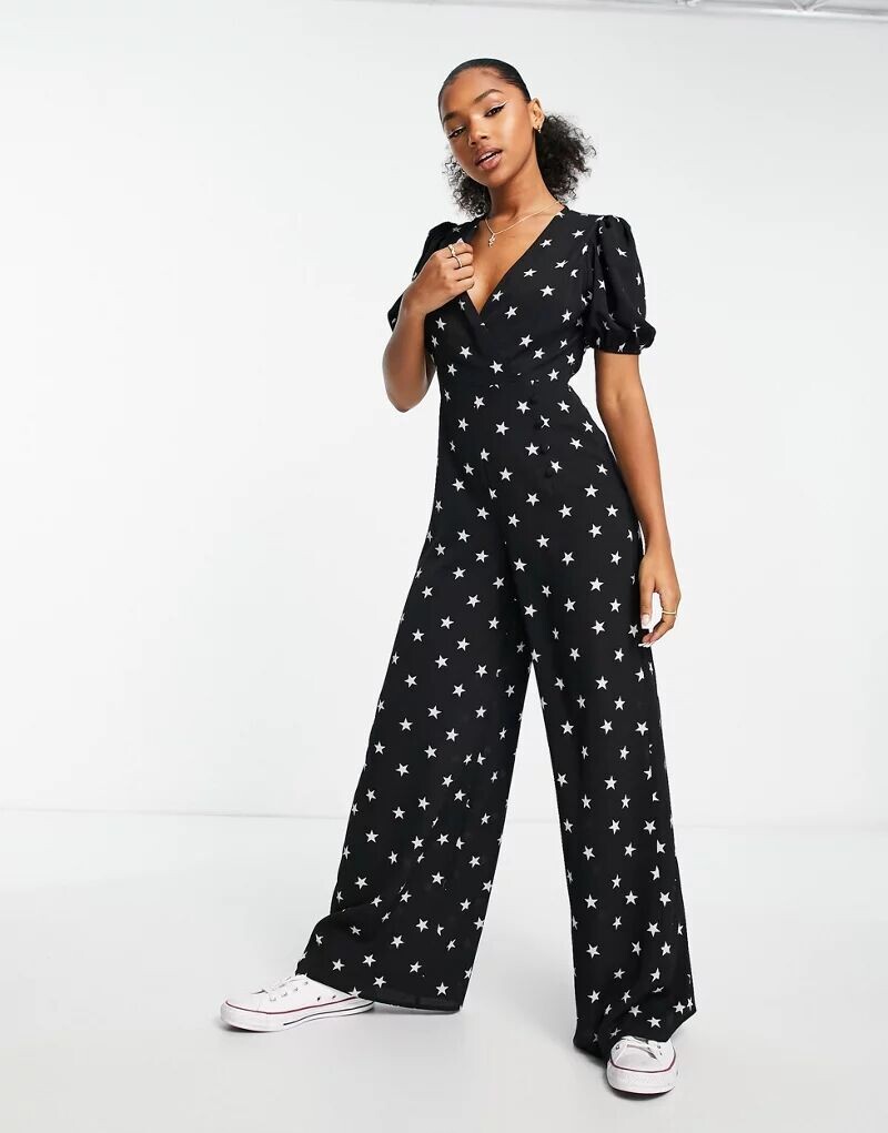 Креповый комбинезон со звездным принтом ASOS, V-образным вырезом и пышными рукавами
Креповый комбинезон со звездным принтом ASOS, V-образным вырезом и пышными рукавами