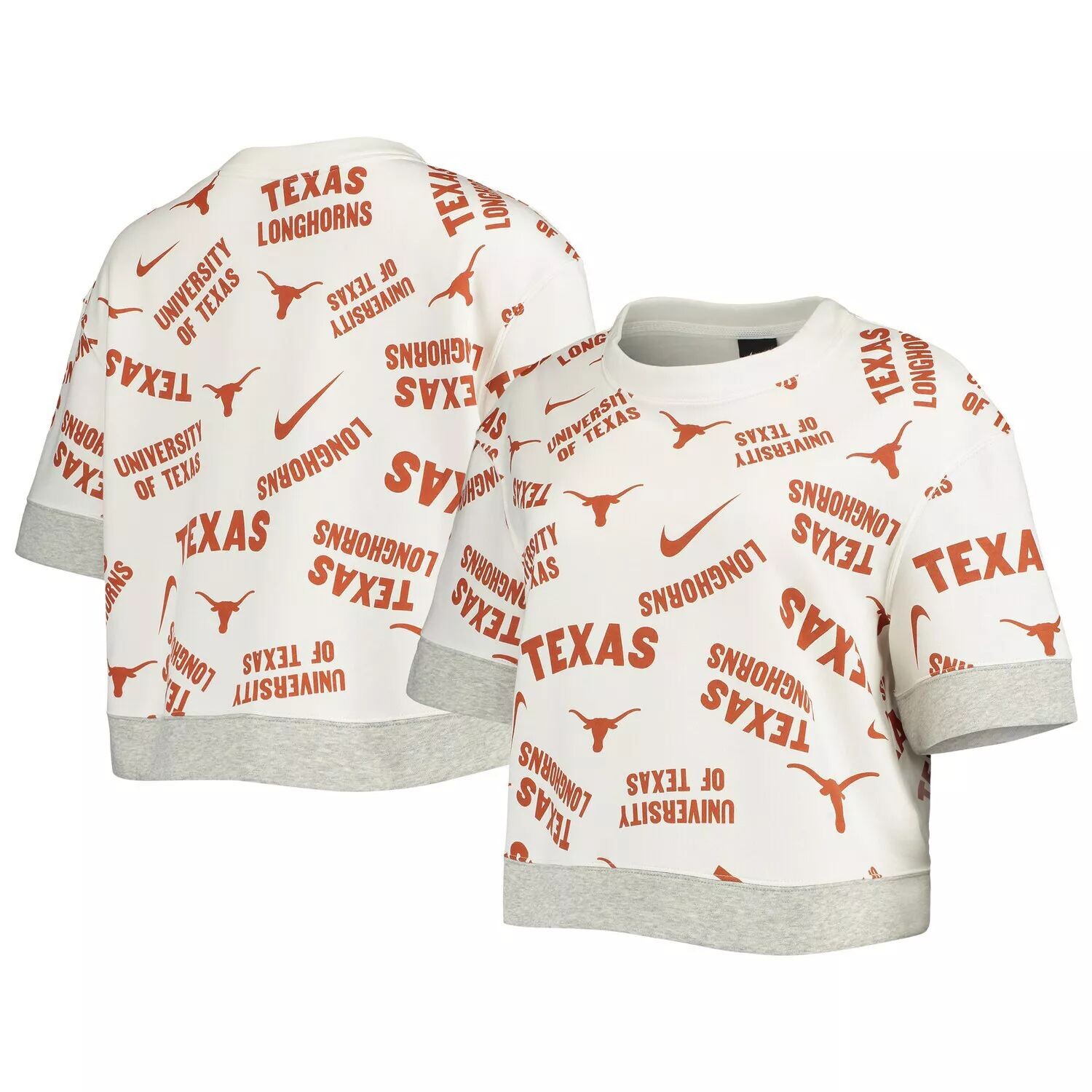 Женская укороченная футболка из трех смесовых материалов с принтом Nike White/Heathered Grey Texas Longhorns со сплошным принтом Nike
Женская укороченная футболка из трех смесовых материалов с принтом Nike White/Heathered Grey Texas Longhorns со сплошным принтом Nike