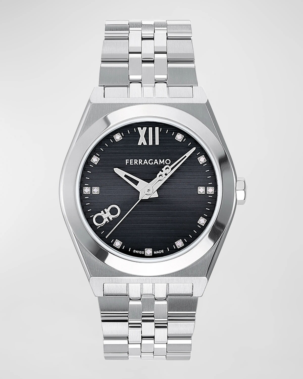 Мужские часы-браслет Vega New с бриллиантами, 40 мм Ferragamo, цвет Black Silver
Мужские часы-браслет Vega New с бриллиантами, 40 мм Ferragamo, цвет Black Silver