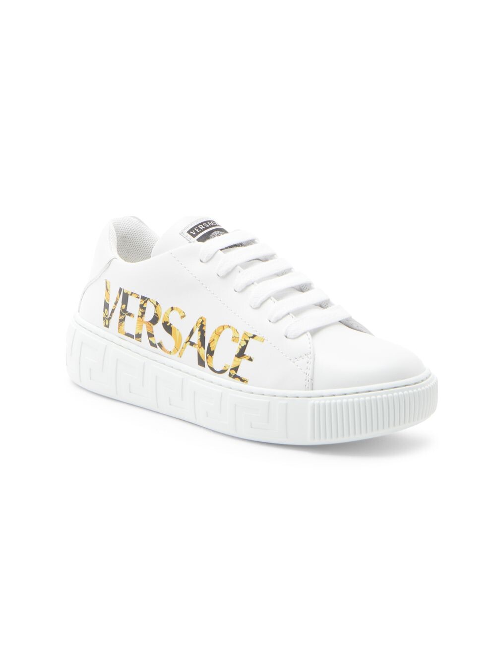 Кроссовки из металлизированной кожи La Greca для малышей и малышей Versace, белый
Кроссовки из металлизированной кожи La Greca для малышей и малышей Versace, белый