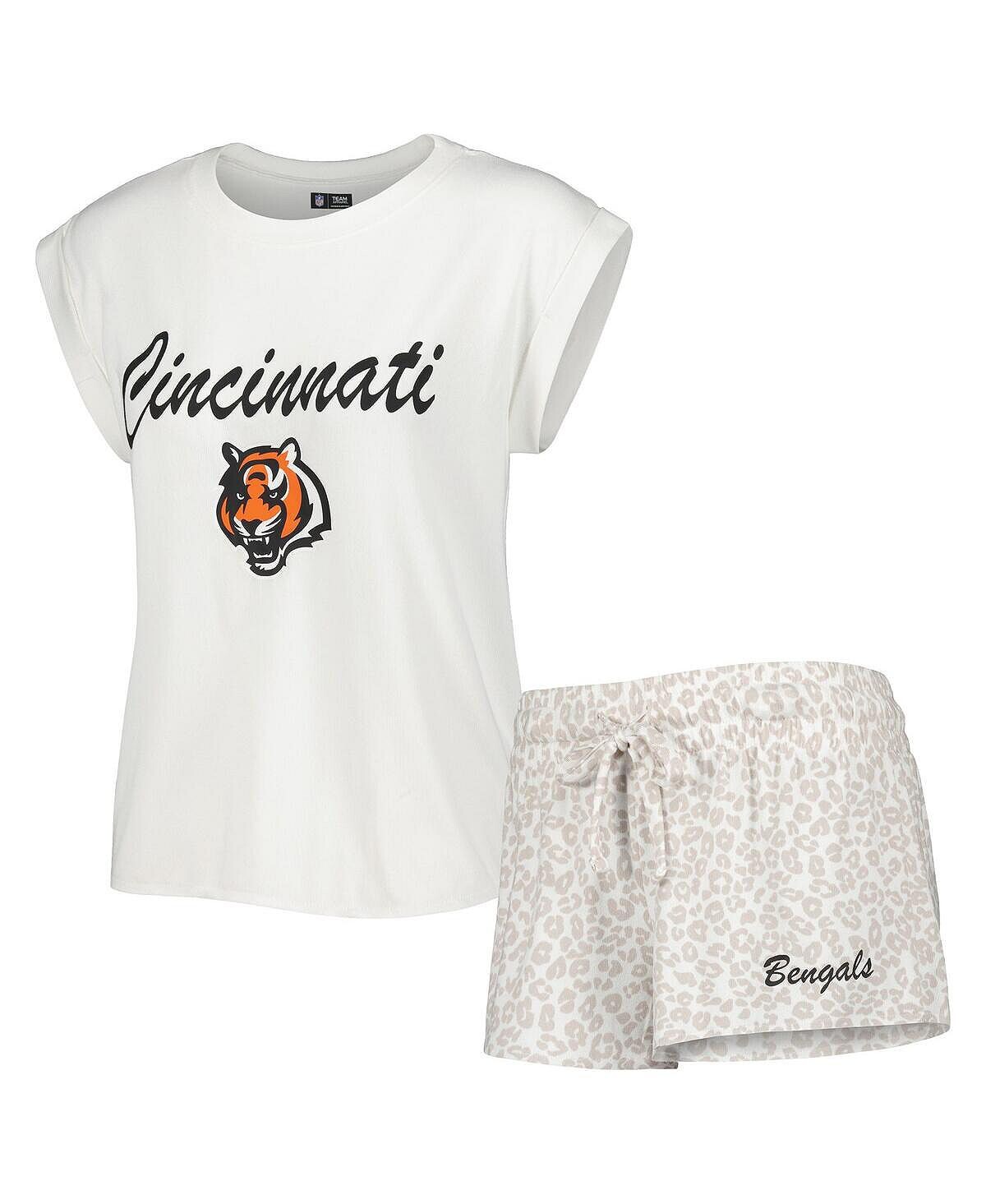 Женский комплект для сна из белой и кремовой трикотажной футболки и шорт Cincinnati Bengals Montana Concepts Sport
Женский комплект для сна из белой и кремовой трикотажной футболки и шорт Cincinnati Bengals Montana Concepts Sport