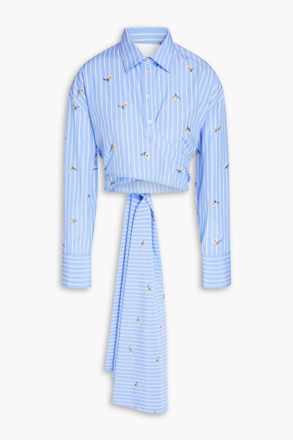 Укороченная рубашка из смесового хлопка в полоску с украшением Msgm, светло-синий
Укороченная рубашка из смесового хлопка в полоску с украшением Msgm, светло-синий